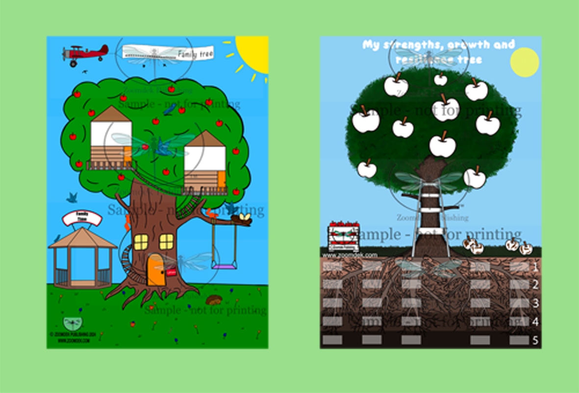 Works sheets, Family Tree & Apple Tree bundle. By Zoomdek Publishing.