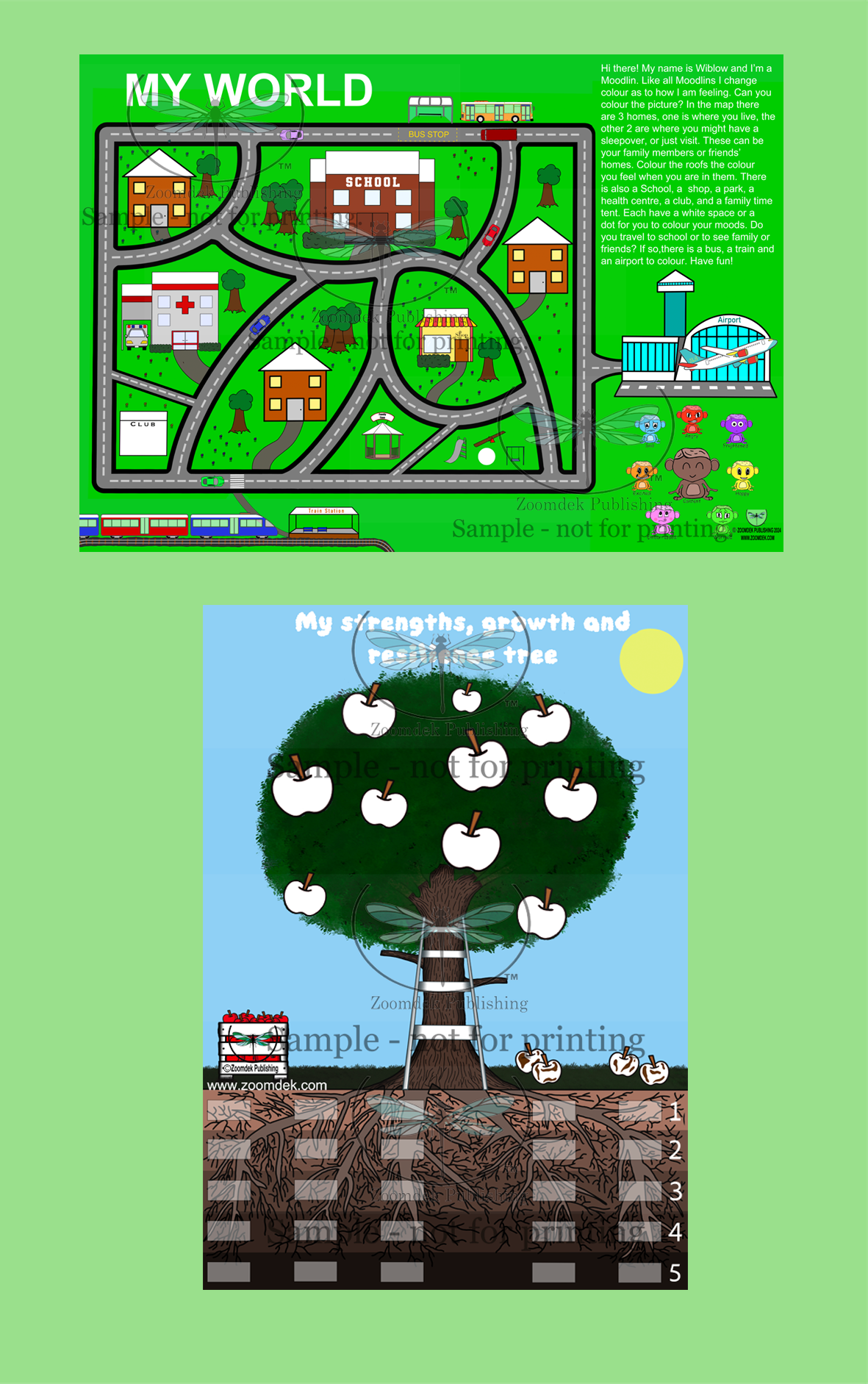 Works sheets, My World & Apple Tree bundle. By Zoomdek Publishing.